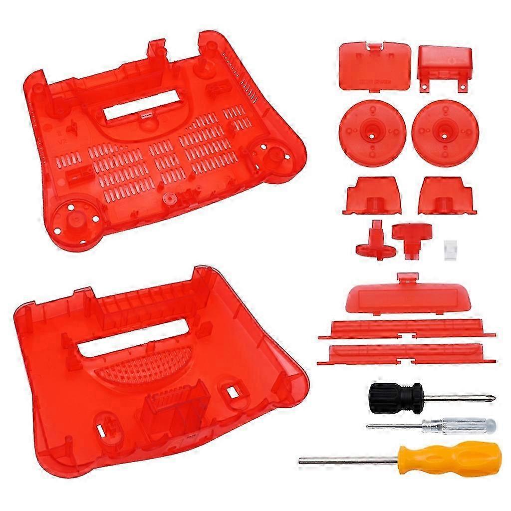 Translucent Housing Cover for N64 Gaming Accessories Parts Game Console Case Shell Replacement with Buttons Screwdrivers