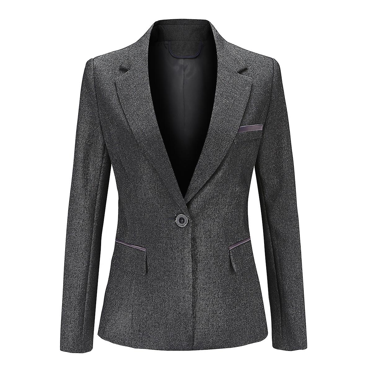 Cloudstyle Women's Business Classic Solid Color  1 Button Blazer