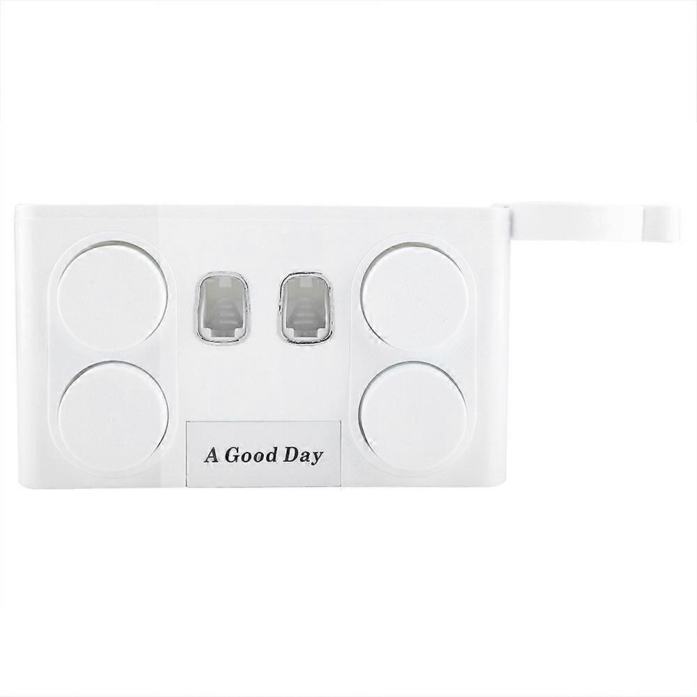 Toothpaste Toothbrush Holder Organizer Home Bathroom Wall-mounted Storage Rack(White)