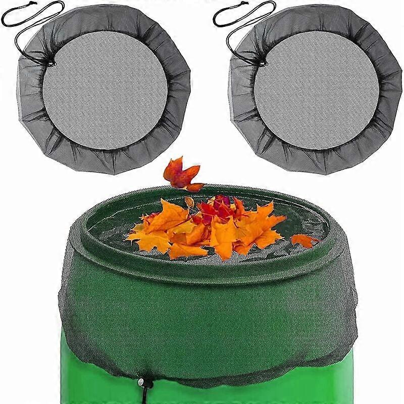 Rain barrel net, 2 pack adjustable mesh rain barrel guard with drawstring for outdoor use