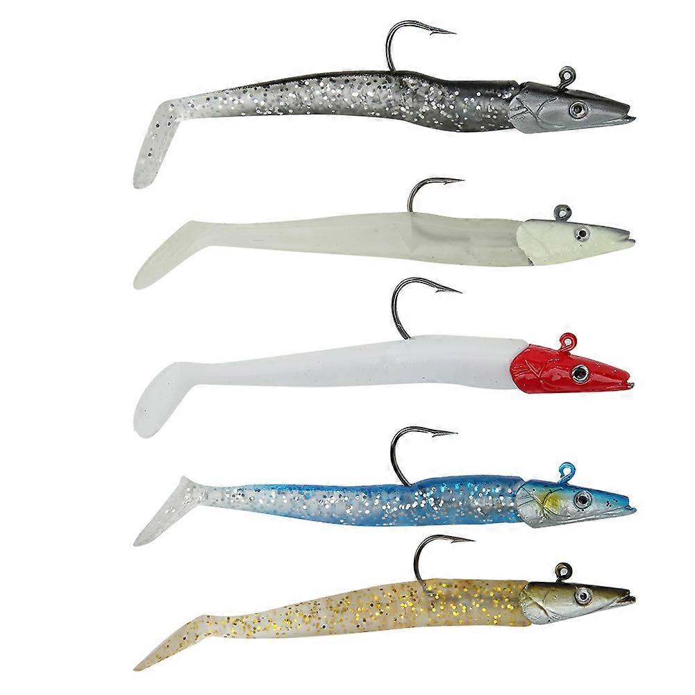 Heads Hook Soft Simulation Lure Bait Set Fishing Accessory Five Colors 12.5cm