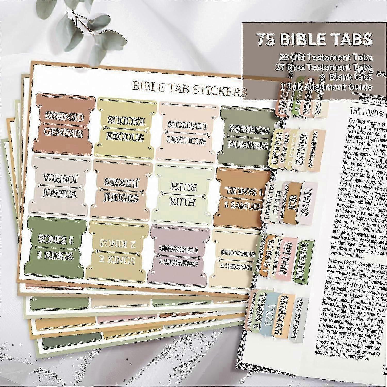 Study Bible 75 Index Book Labels with Colorful Tabs