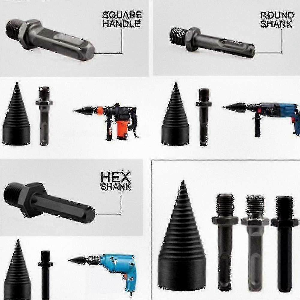 High-Speed Firewood Drill Bit with 42mm Hex Shank, Wood Splitter Screw Splitting Cone Driver Tools for Efficient Wood Processing