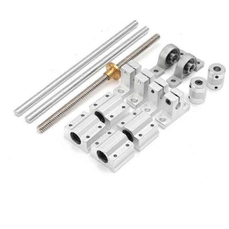 T8 Lead Screw Set 15Pcs 8-400mm DIY Linear Guide Rail Bearing Support Trapezoidal Screw for Optical Axis Systems