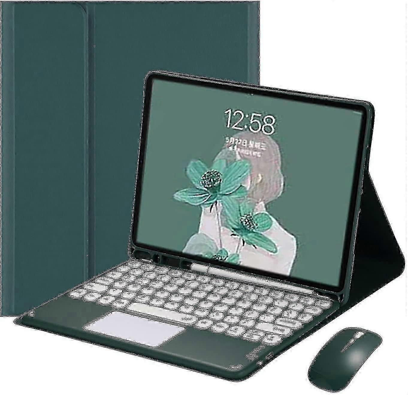 2021 Ipad Pro 12.9 5 ° 4 ° 3 ° generazione Touch Keyboard Case con mouse Bluetooth Carino tastiera rotonda a colori Touchpad Tastiera trackpad rimovibile