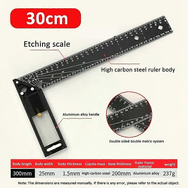 30/40CM Precision Marking Right Angle 45/90 Multifunctional Ruler Hole Angle Ruler Woodworking Measuring Positioning Hand Tool