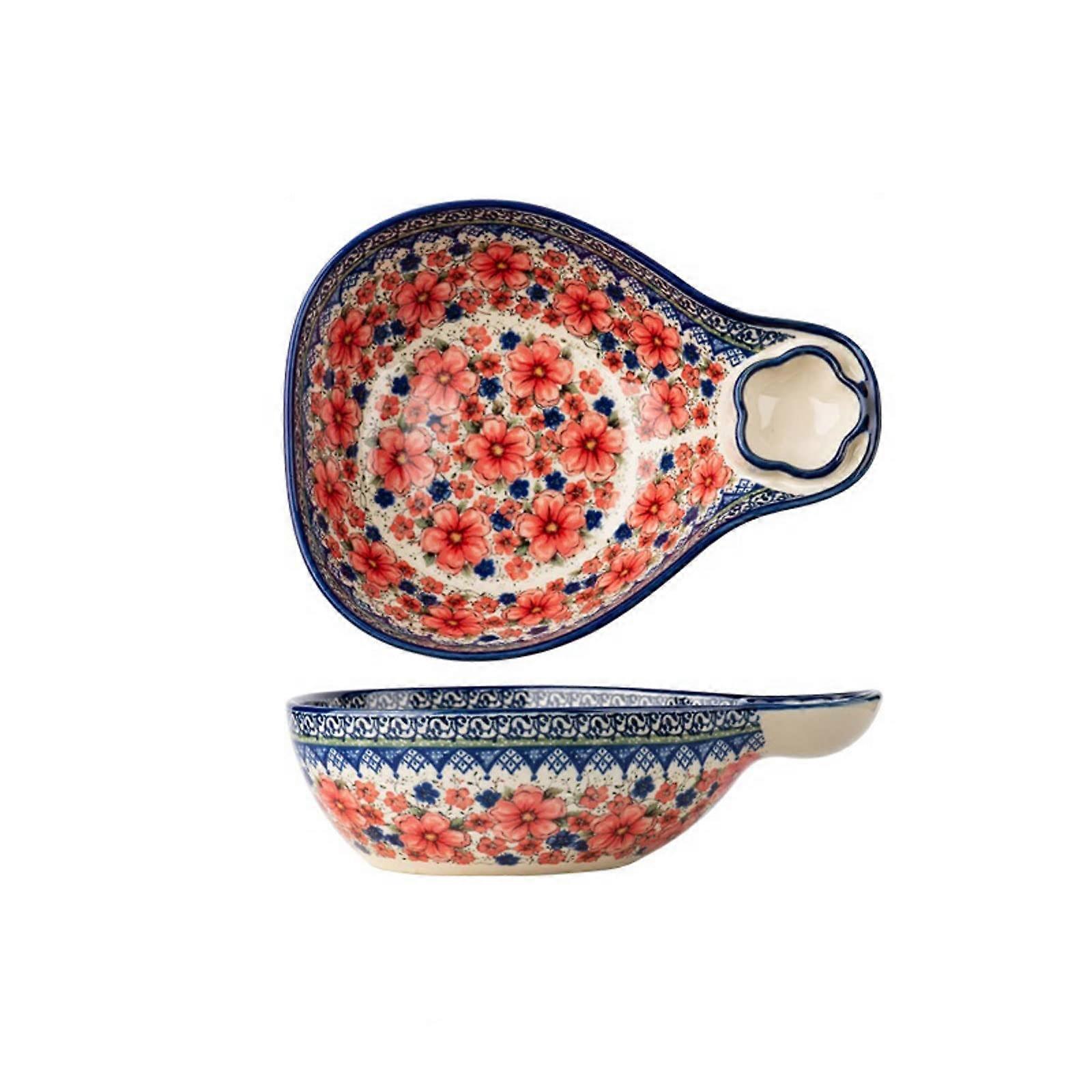 Ceramic dinner plate household retro dumpling plate with sauce bowl dinner plate for serving fruit salad dishes in kitchenware standard size style 1