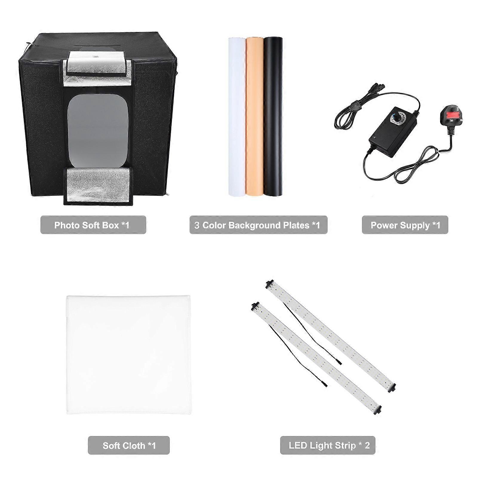 Portable LED Light Tent 80cm - High Brightness Photography Studio with Backdrops & Multi-Angle Shooting