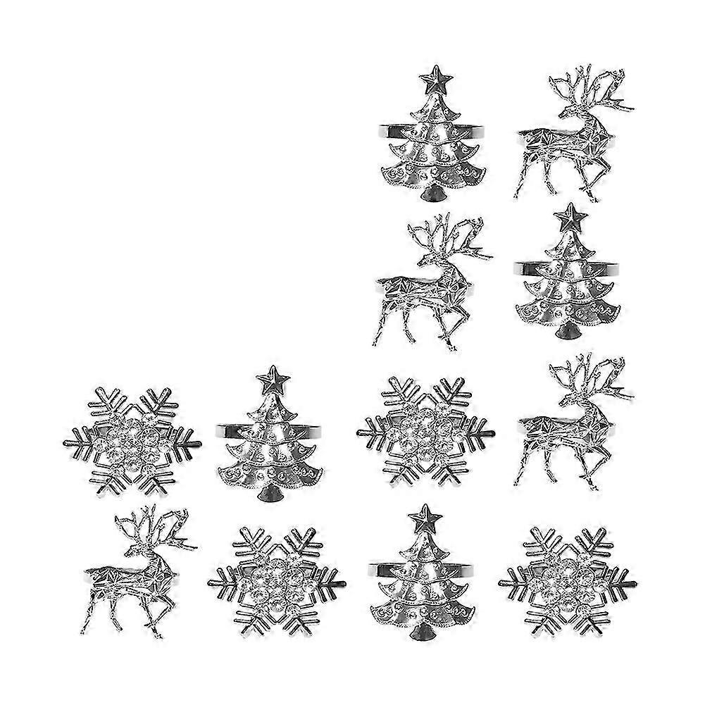 Christmas Napkin Holder, Snowflake Xmas Tree Napkin Ring for Winter Holiday Dinner Setting and Chri