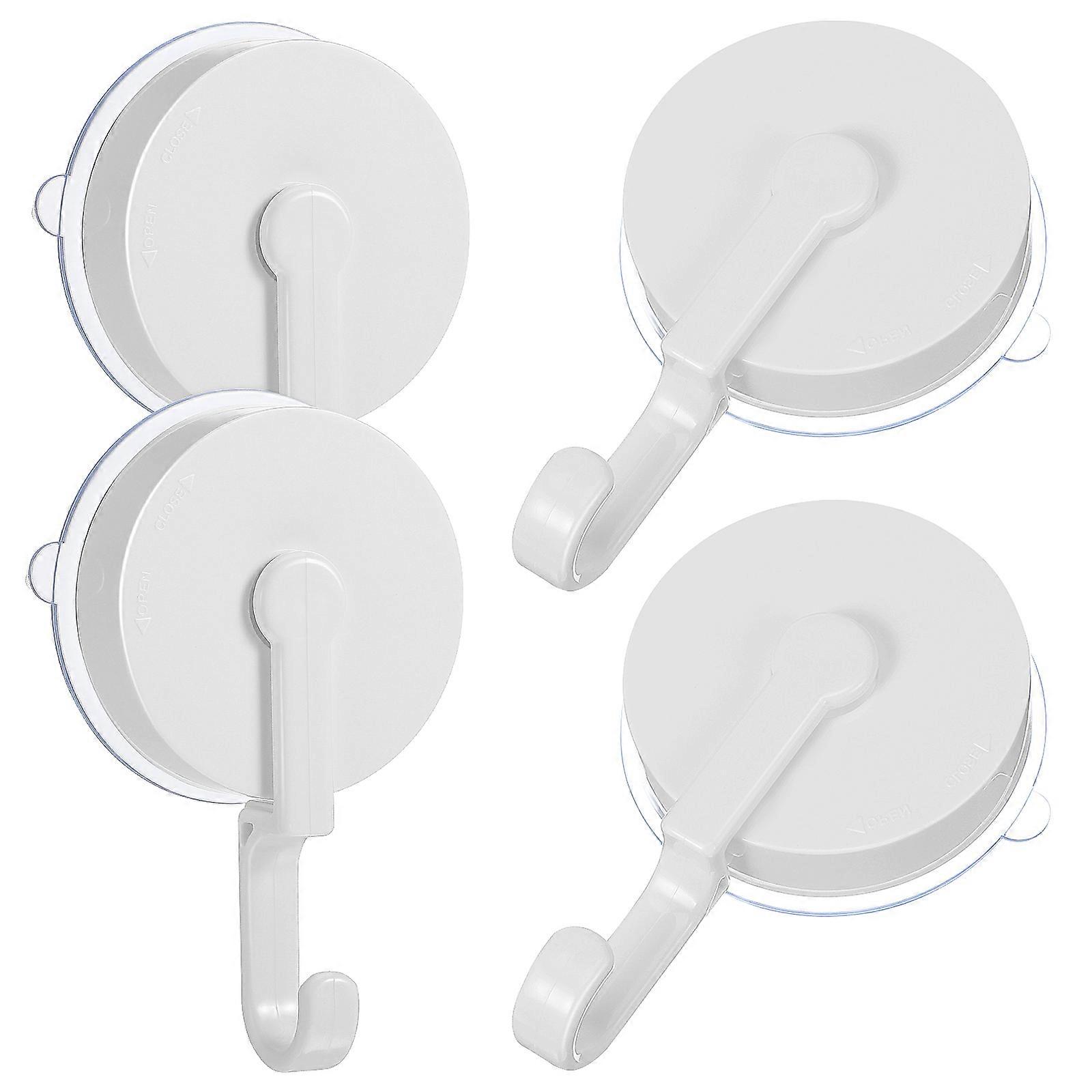 4PCS Heavy Duty Suction Cup Hooks for Shower & Bathroom – Sturdy, Easy Install, Reusable Wall Organizer for Towels & Tools – Strong Vacuum Hold for