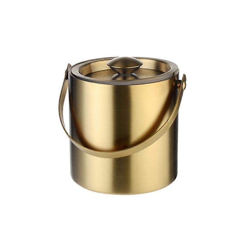 ホームバー用の蓋付きゴールドステンレススチールアイスバケツ、ビールとシャンパン用の2L