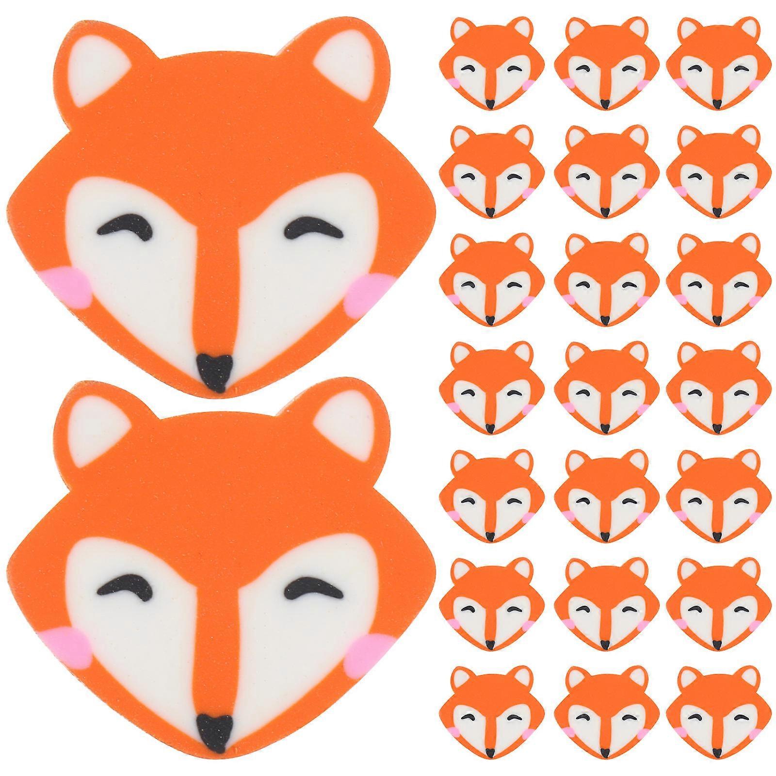 50pcs Cute Fox Erasers Multi Function TPR Pencil Drawing Erasers for Students Portable Stationery Supplies for Parties & Games Bright Colors Safe