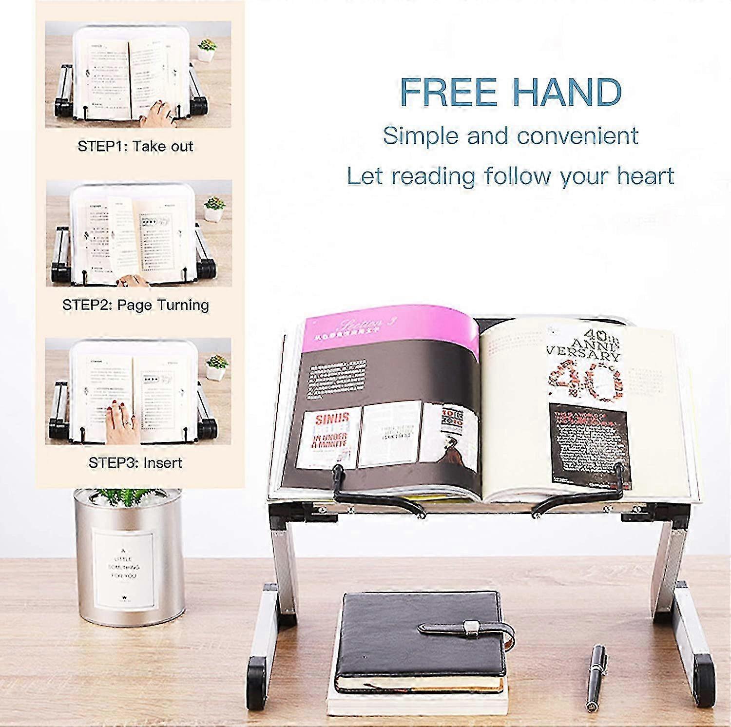 Portable Adjustable Book Stand with Aluminum Arm and Clamp for Comfortable Reading