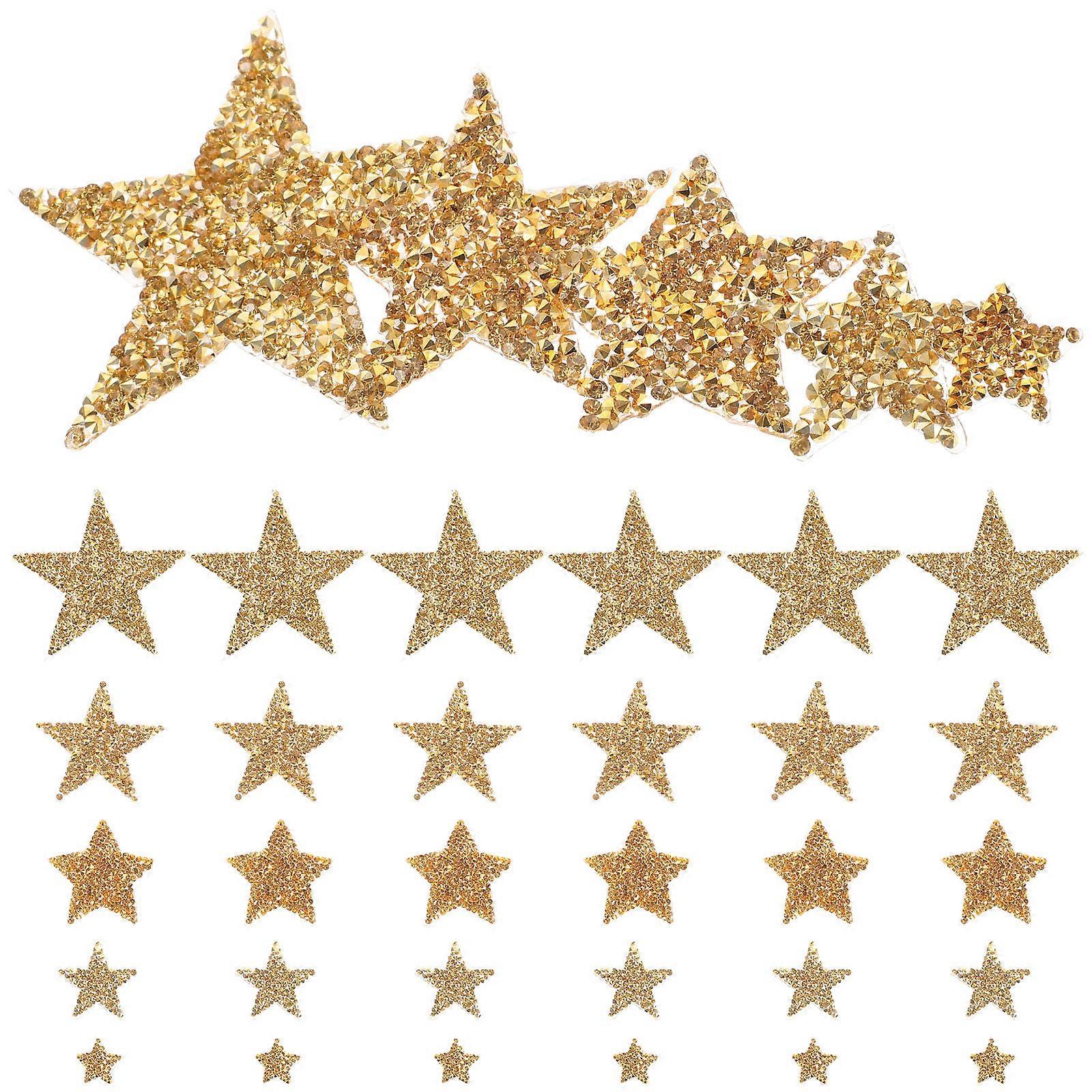 Appliques For Clothes Iron On Patches Star Shaped Golden 2cm x 2cm Diy Decoration 50Pack