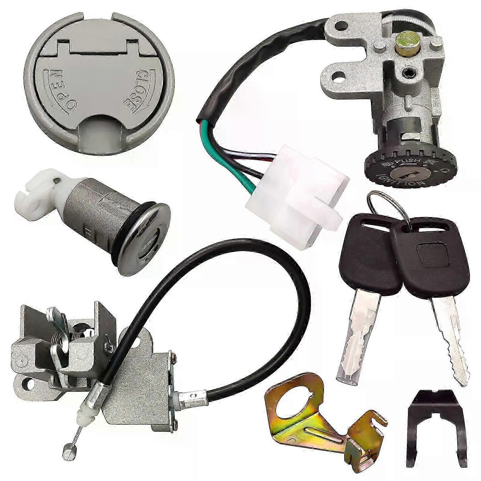Motorcycle Ignition Switch Fuel Gas Cap Cover Key Lock Set with Key Kit Suitable for KYMCO 50