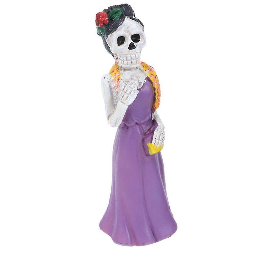 Halloween Table Statue Skeleton Model Adornment Resin Craft Purple 9.7CM Spooky Decor 1Pack