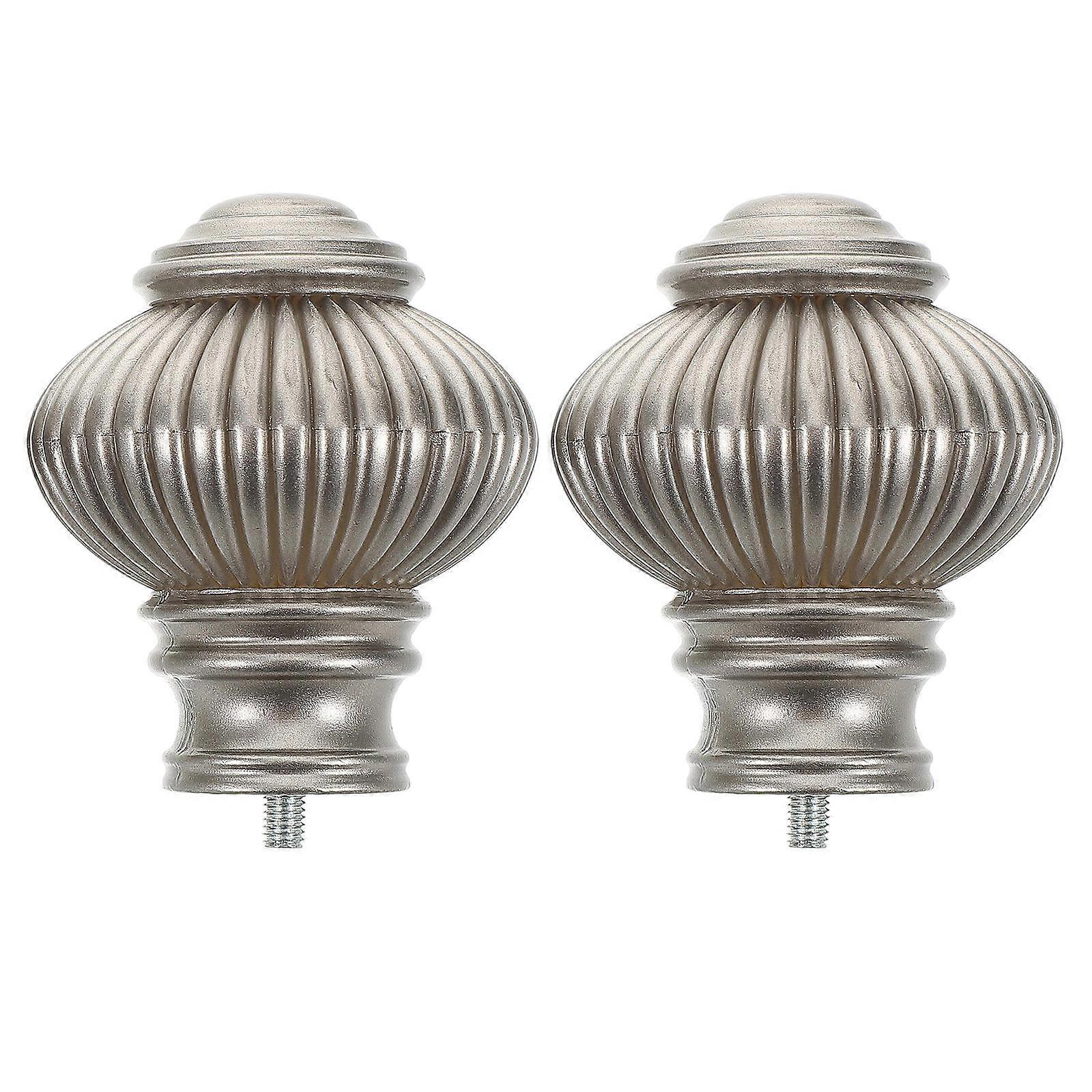 Curtain Rod Seal Ends, Heavy Duty Drapery Pole Head Cap, Decorative Rail Finial, Grey Plastic
