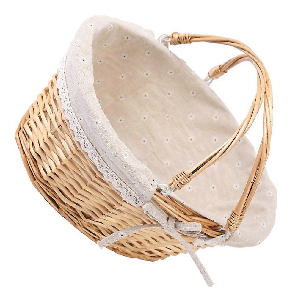 Small Wicker Basket With Handle Willow Woven Storage For Nursery Storage Khaki 12.97X9.04X5.11 Inch Multi-functional Storage 1Set