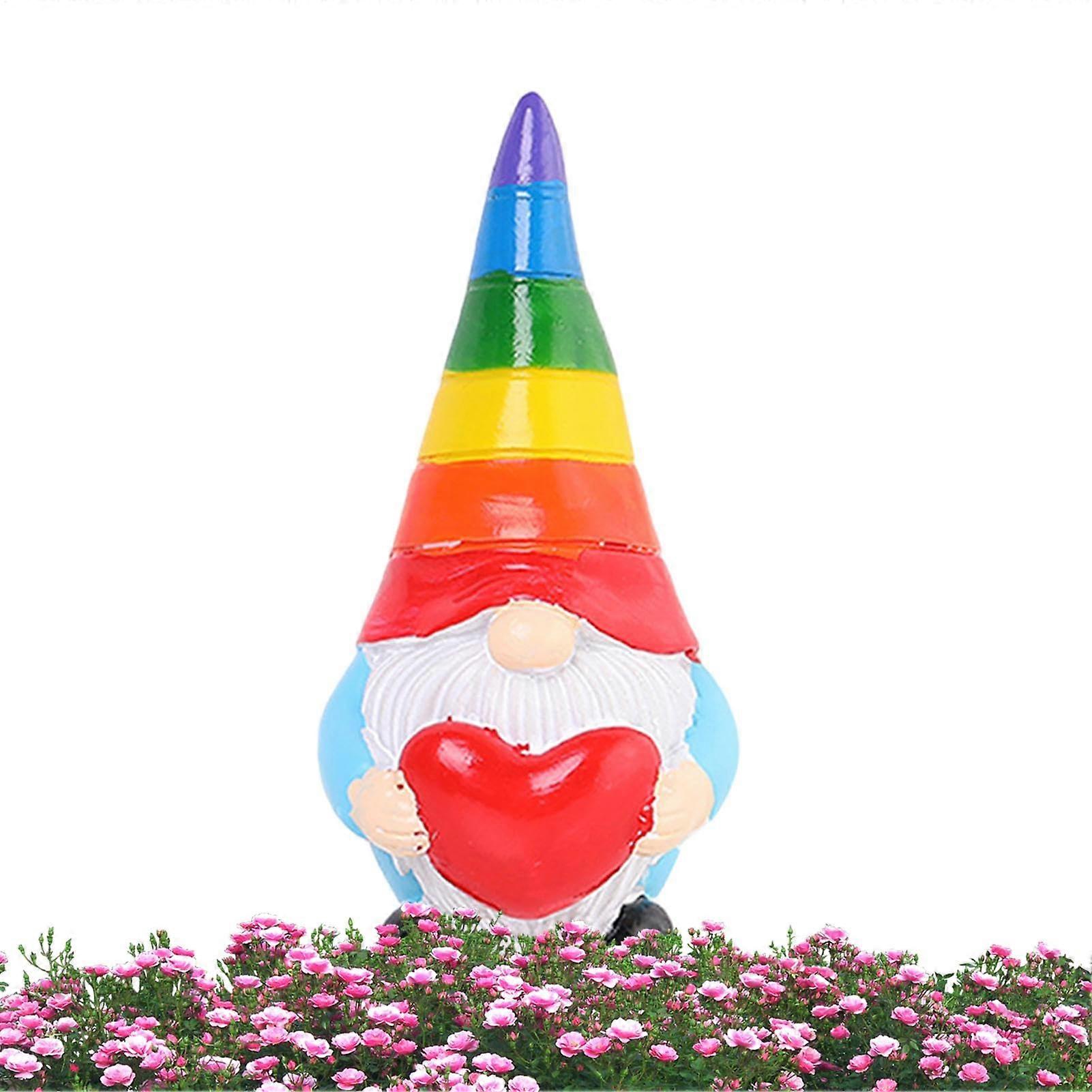 Dwarf Garden Decoration - Colorful Rainbow Dwarf Figure Made of Weatherproof Material for Creative Garden Decoration 03