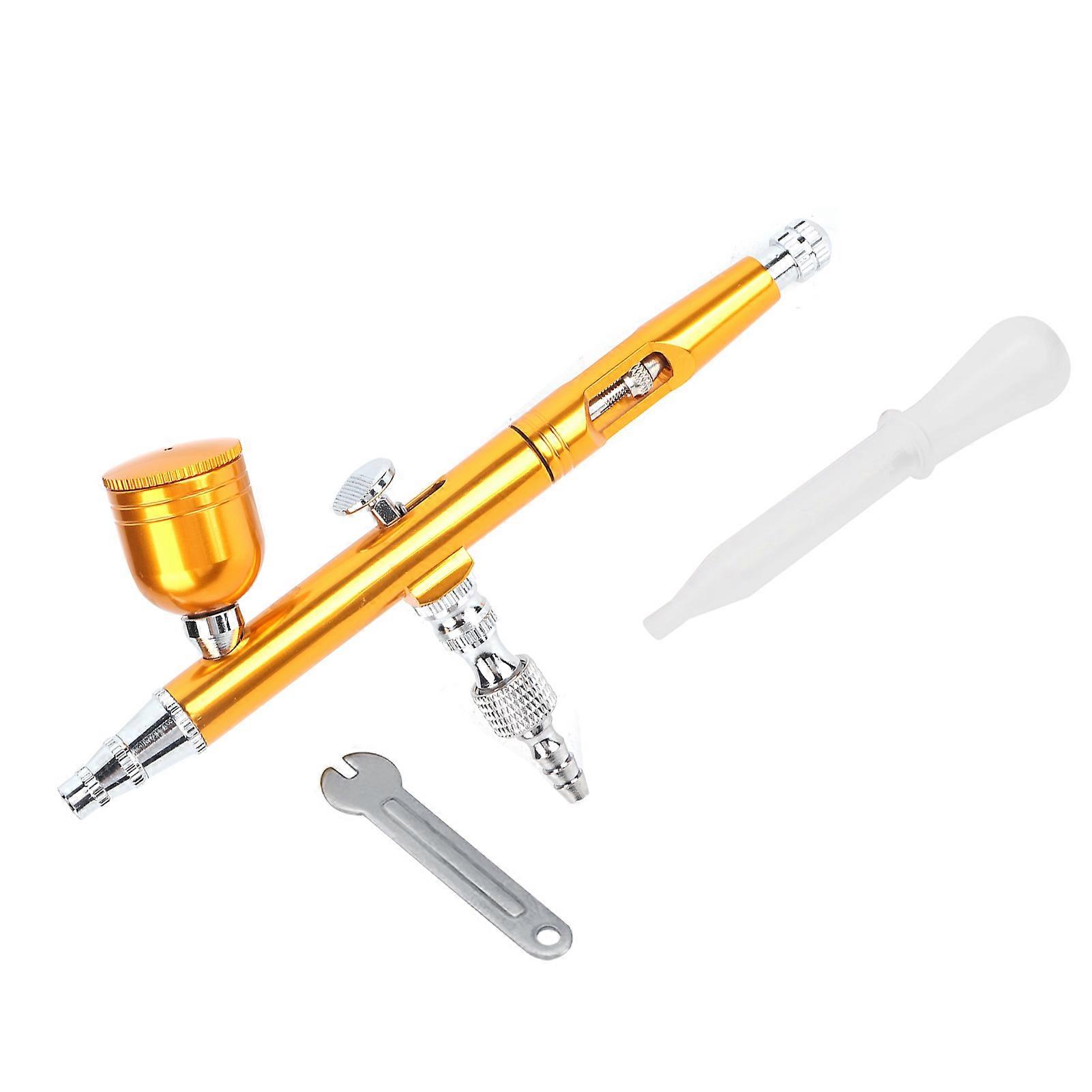 Pistolet aérographe à double action à alimentation par gravité, 0,3 mm, kit d'outils pour peinture, tatouage et ongles (doré)