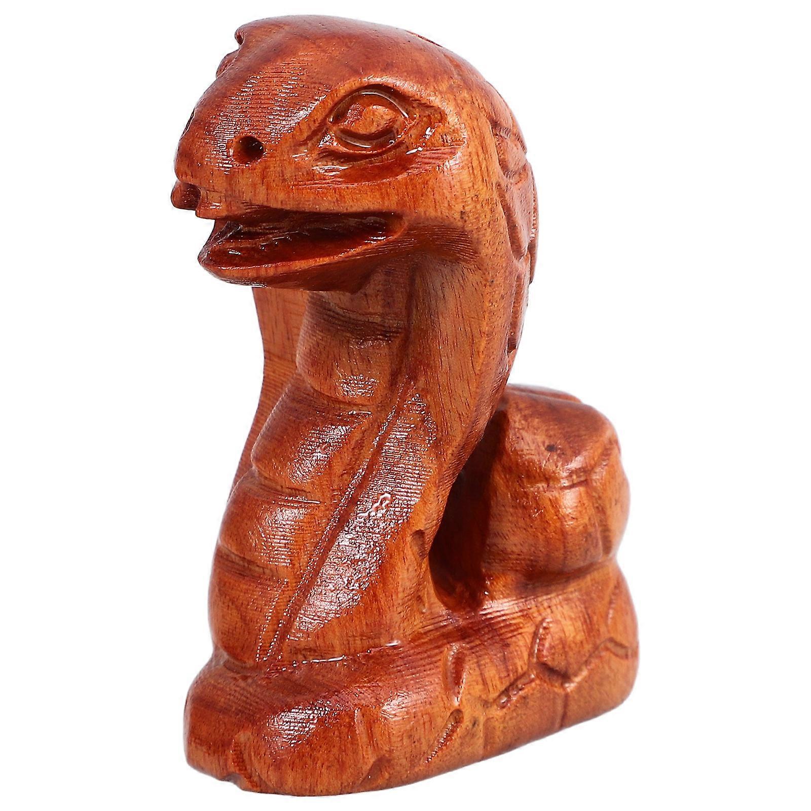 Simulated Snake Model Carved Wood Snake Statue Home Decoration Educational Tool 1Set