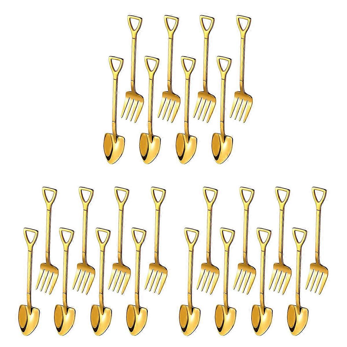 8 Pieces Shovel Spoon Fork Shovel Coffee Handle Dessert Shape Fork