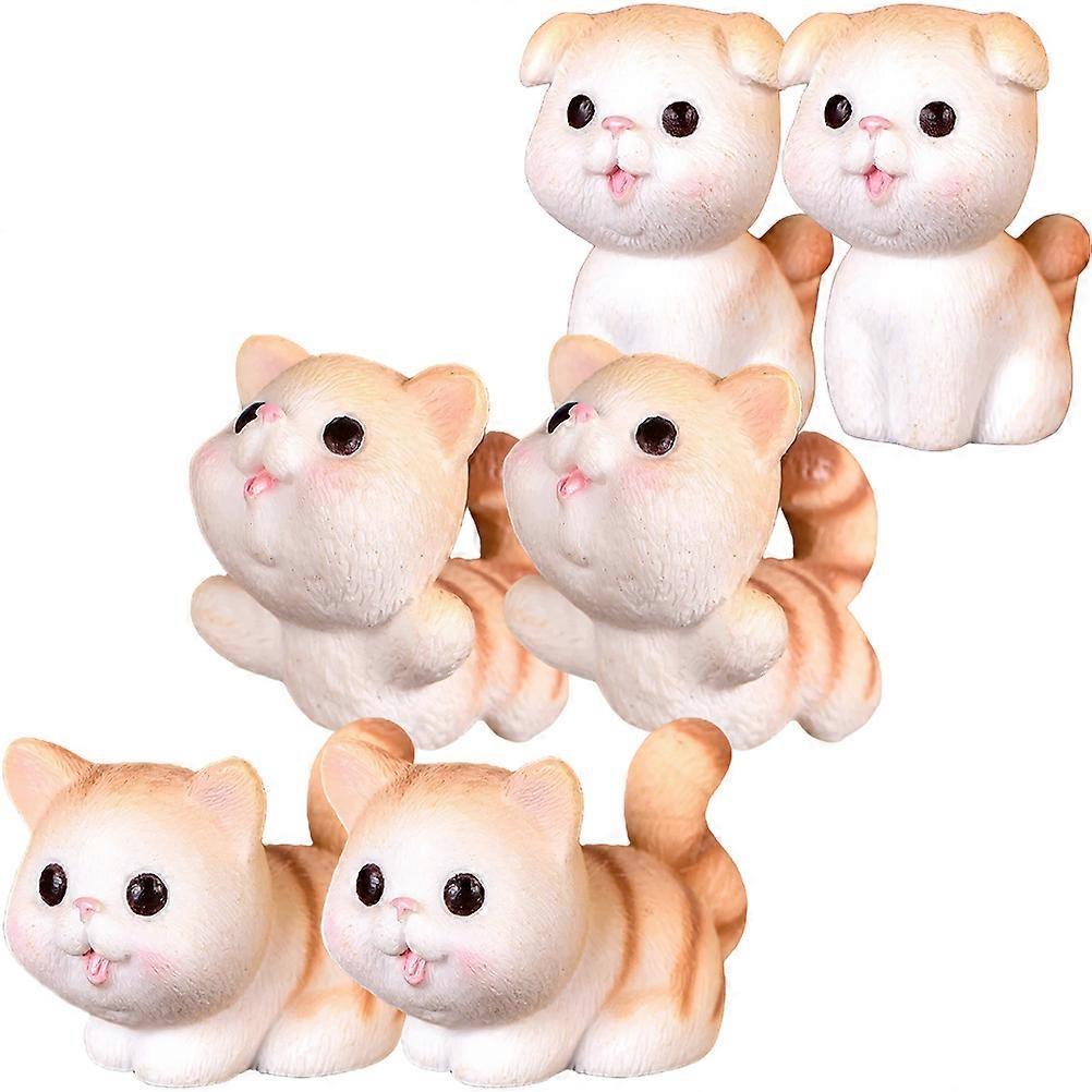 Miniature Kitten Statue Decorative Ornament Microlandscape Layout Model 6Pcs