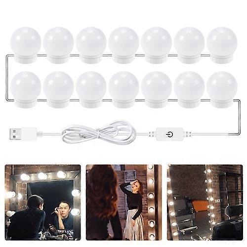 LED makeup mirror with USB adjustable brightness, 14 LED lights