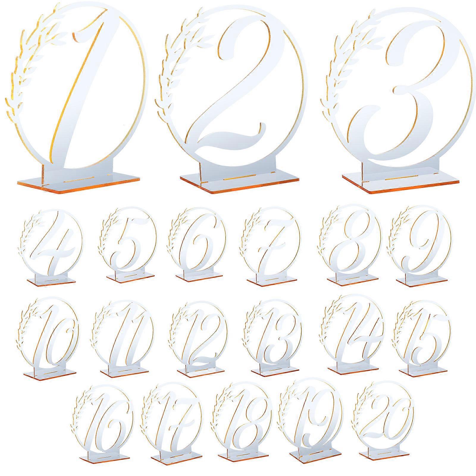 20 Pcs Elegant Acrylic Table Numbers with Base for Weddings, Banquets, and Event Decorations – Standing Table Signs for Parties and Restaurants