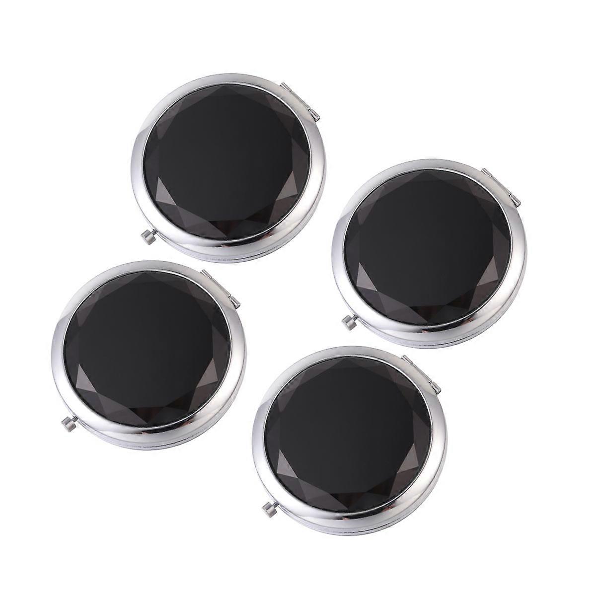 Round Folding Make Up Mirror Creative Metal Crystal For 4Pcs