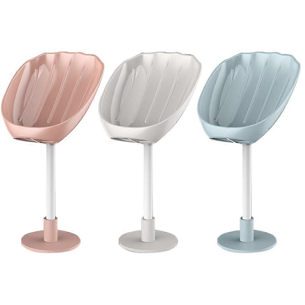 Soap Holder Drain Box Bathroom Accessories Wall Mountable Rotatable Design Pink 18.9x10.7cm 3Pack
