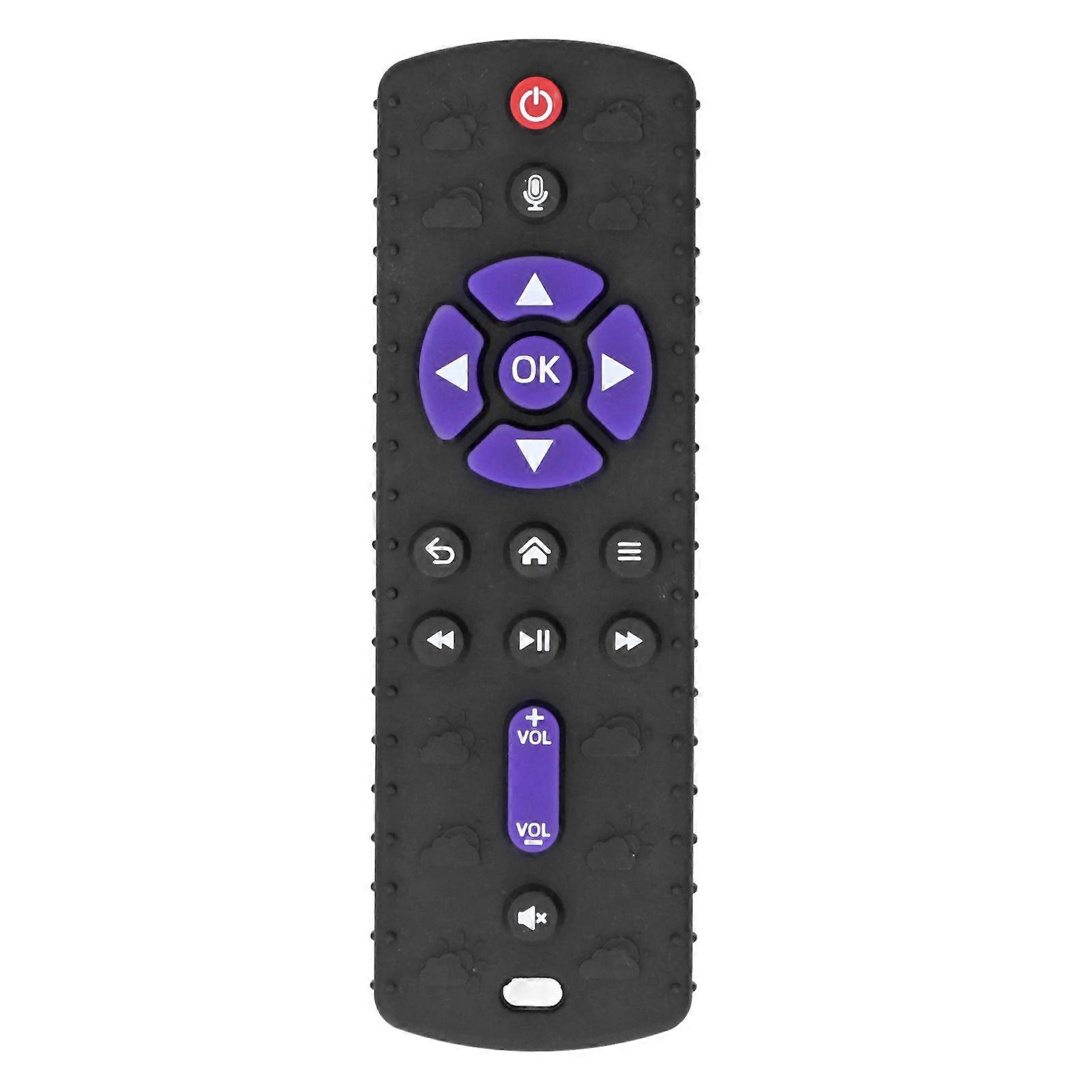 Jouet de dentition en silicone en forme de télécommande de télévision, éducatif, sûr, couleur vive, à mâcher, entraînement sensoriel, noir