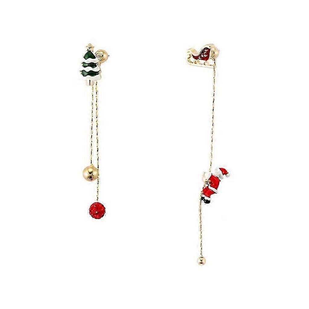 Slidable Santa Claus Dangle Earrings - Christmas Asymmetric Threader