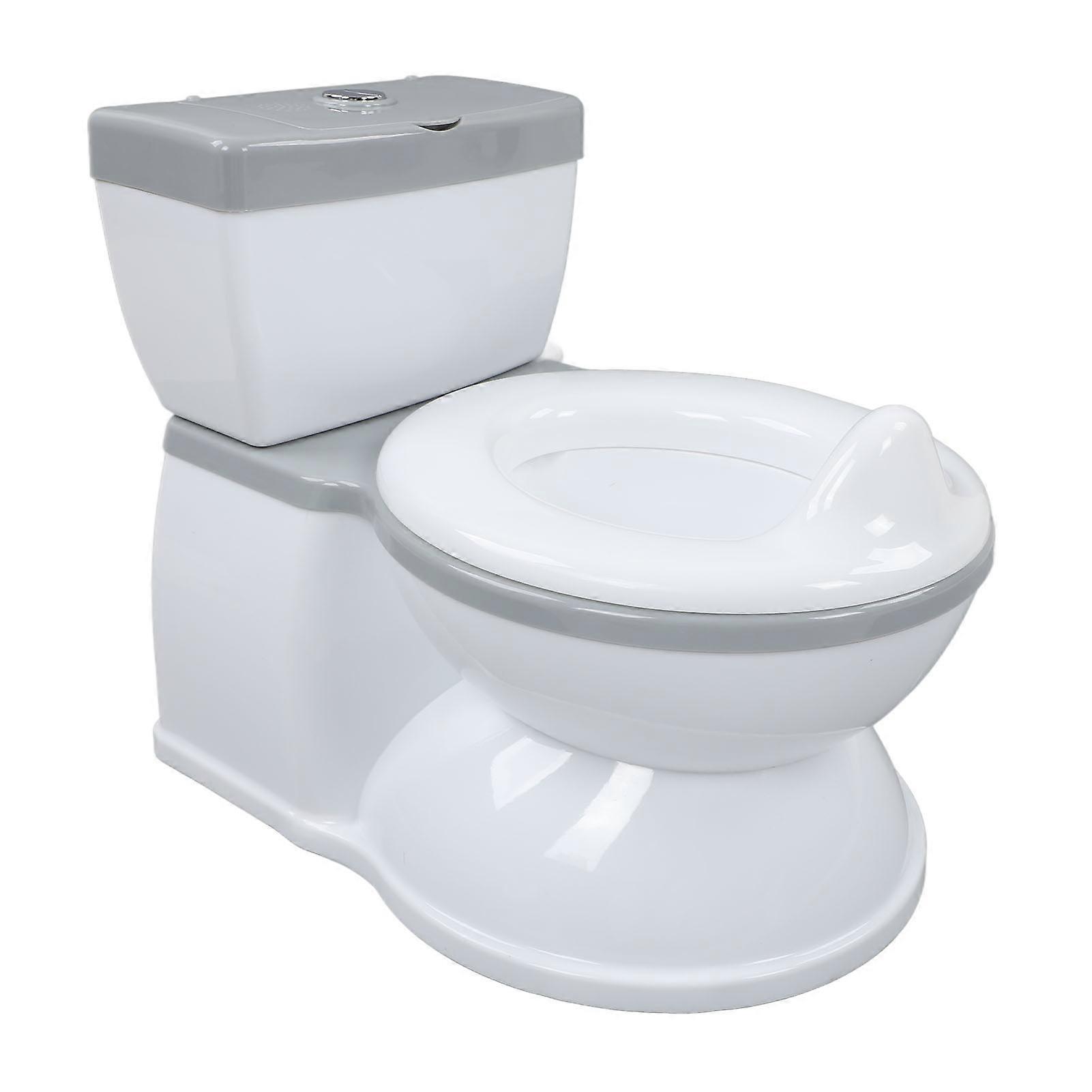 Potty Training Toilet Multifunction Simulation Movable Vivid Flushing Sound Toddler Toilet Seat with Toilet Paper Holder Grey 