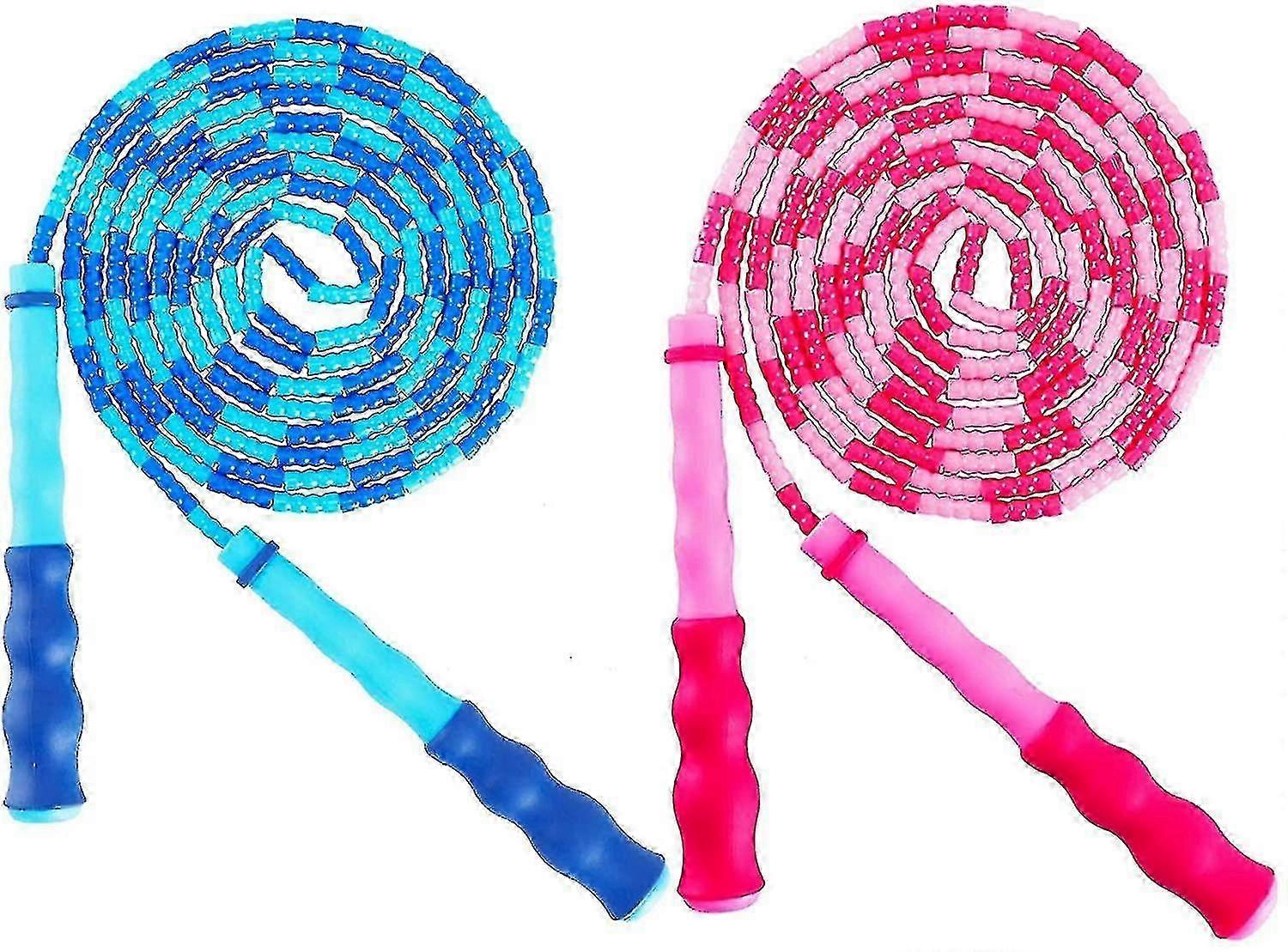 2 Pack Jump Rope Soft Beaded Segment Jump Rope - Justerbar för män, kvinnor och barn - Trasselfri för att hålla sig i form, träning, träning och så vidare - 9 Ft4