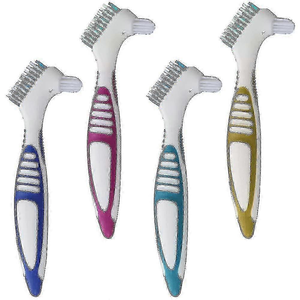 4 Pack Denture Bru With Double Sided Denture Cleaning Brush For Denture Care