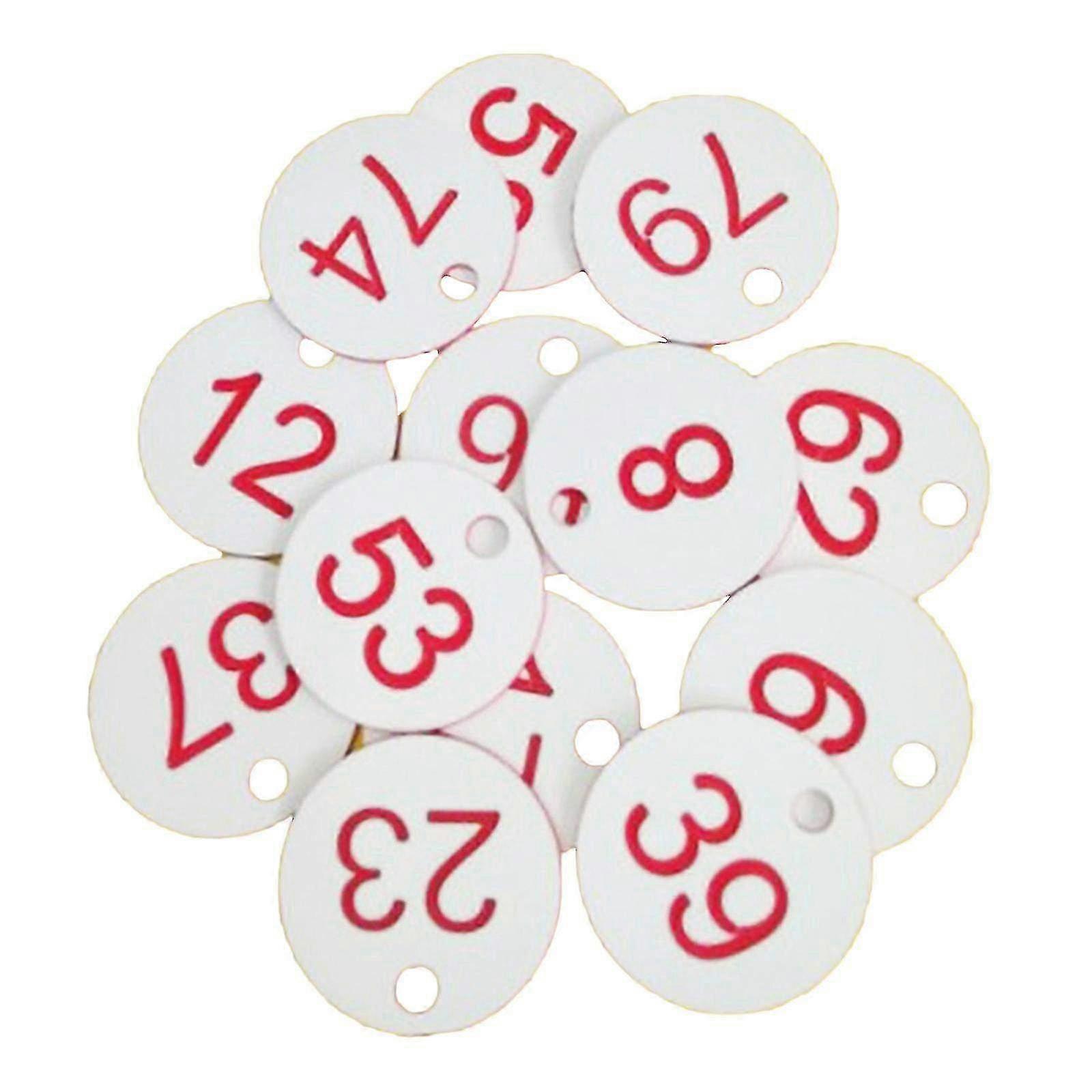 Etichette di etichettatura numerate 1-100 con foro per un facile fissaggio - Etichette con chiave in plastica da 100 pezzi per l'identificazione e l'organizzazione in rosso