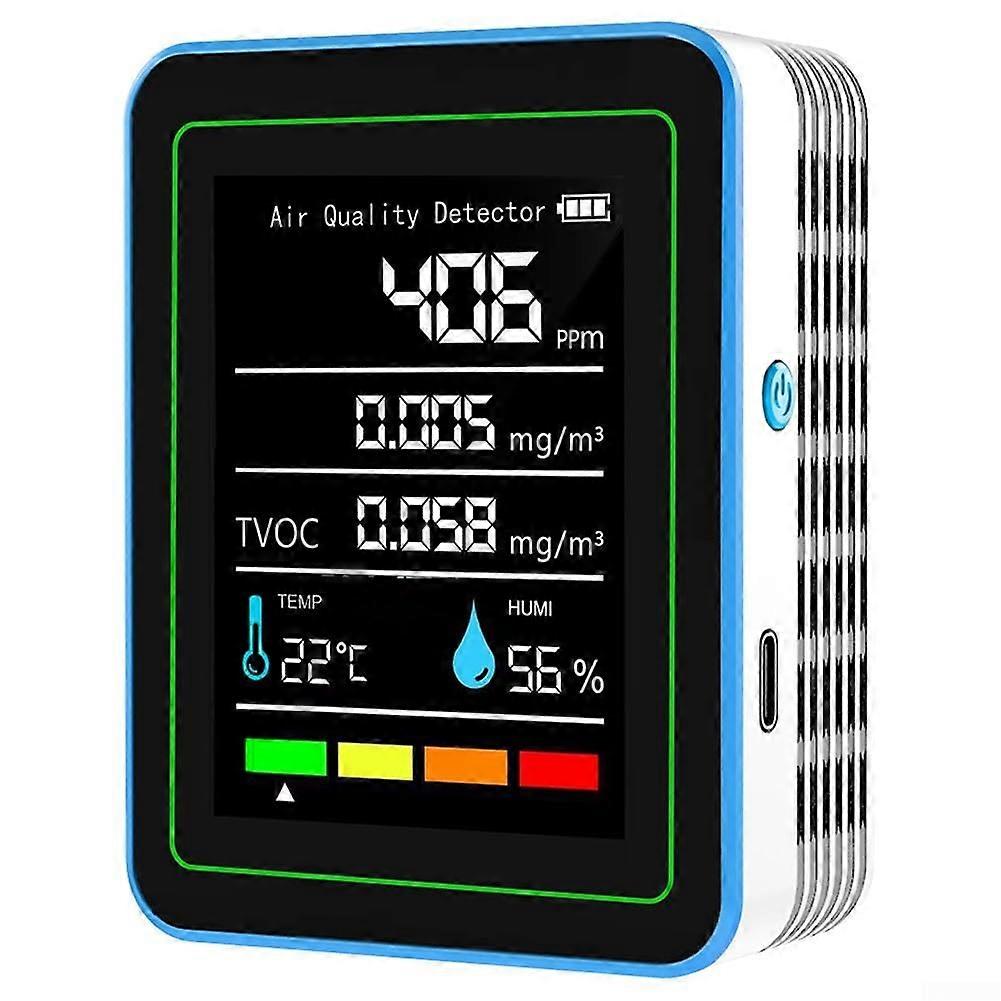 Advanced 5In1 Air Testing Device For TVOC, Temperature, And Humidity Management White Home Air Quality Monitor