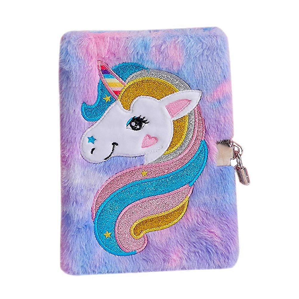 Plush Unicorn Diary with Lock – Cute Cartoon Notebook with Adorable Cover and Smooth Lining for Unique Writing Experience