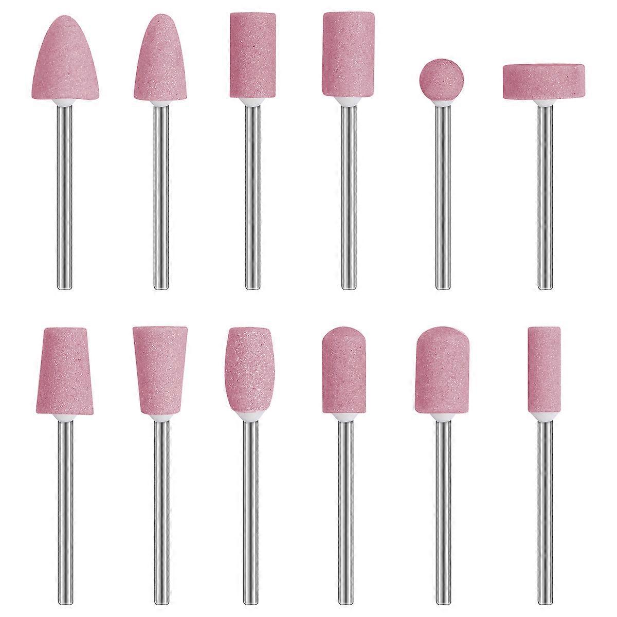 Frcolor Nail File Drill Bit Tools Quartz 12Pcs for Nail Art Function