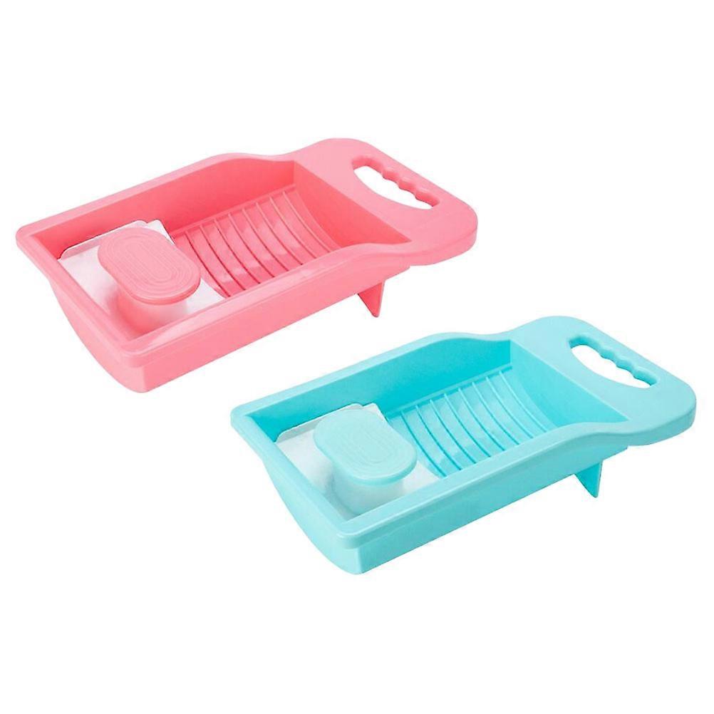 Kläder Rengöringsverktyg Handbricka För Tvätt Personlig Tvätt Rektangulär Form Blå 32x8.5cm 2st