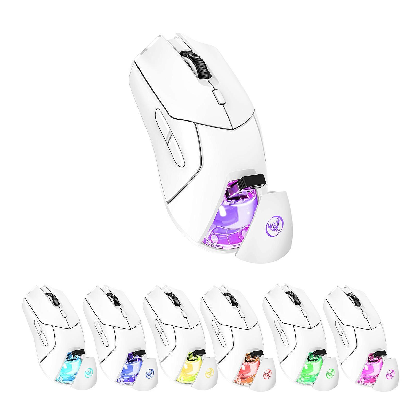 HXSJ T40 T40 Wireless Mouse 2.4G+BT5.1+BT5.1 USB Receiver Triple Modes Mouse with 7 RGB Light Gaming Mouse for PC Computer Notebook Rechargeable Batt