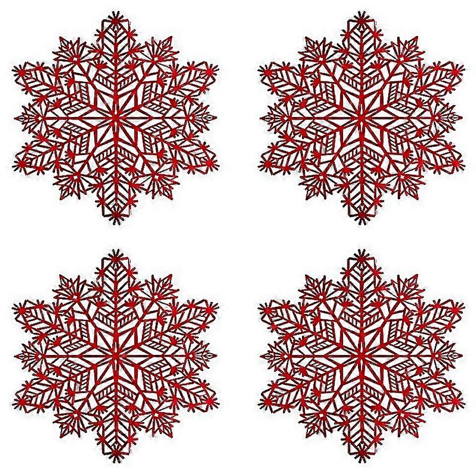 For Snowflake Placemats Decorations Red Snowflake Tablemats A