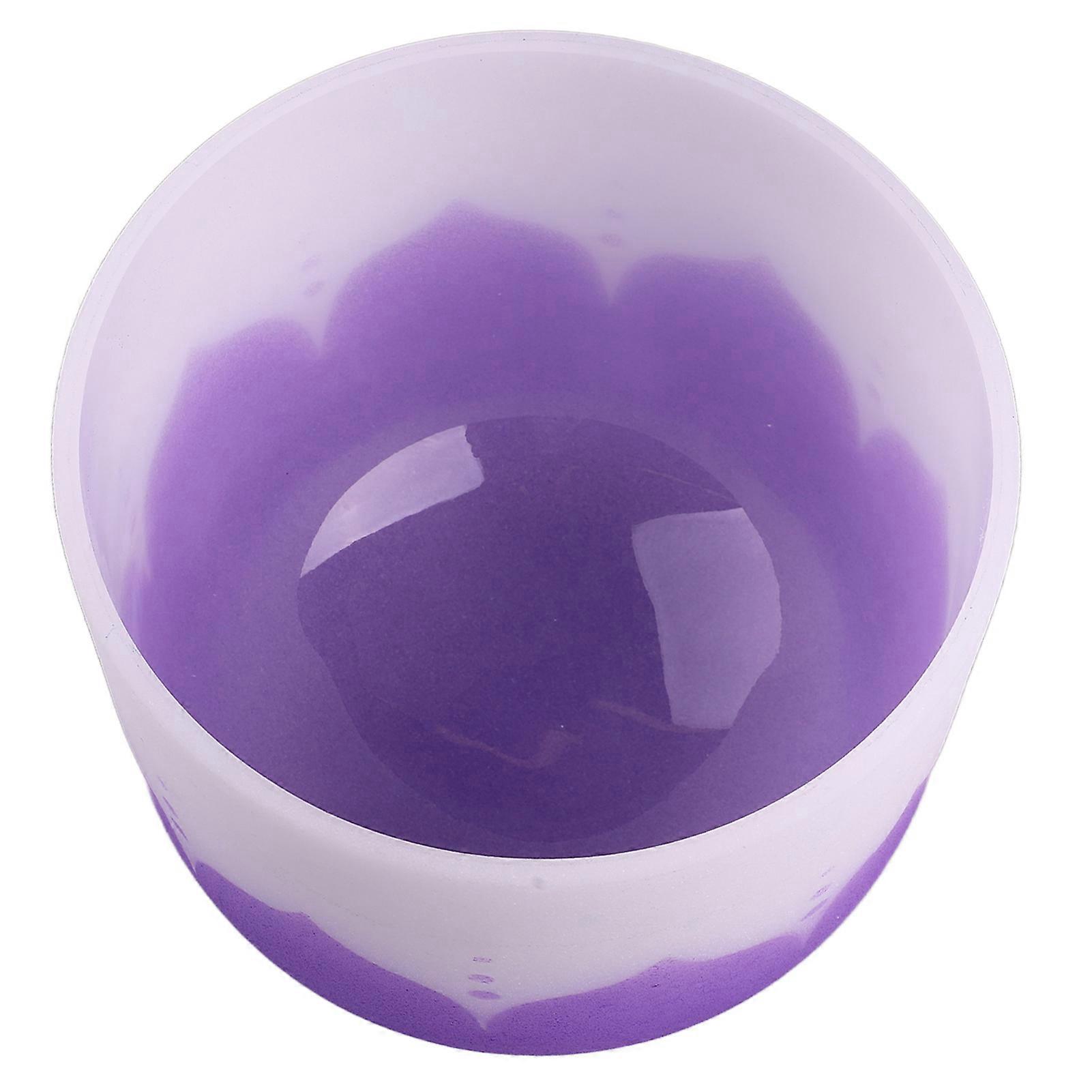 Crystal Singing Bowl Color Flower Pattern Matte Quartz Singing Bowl for Sound Healing Meditation Purple B Note 