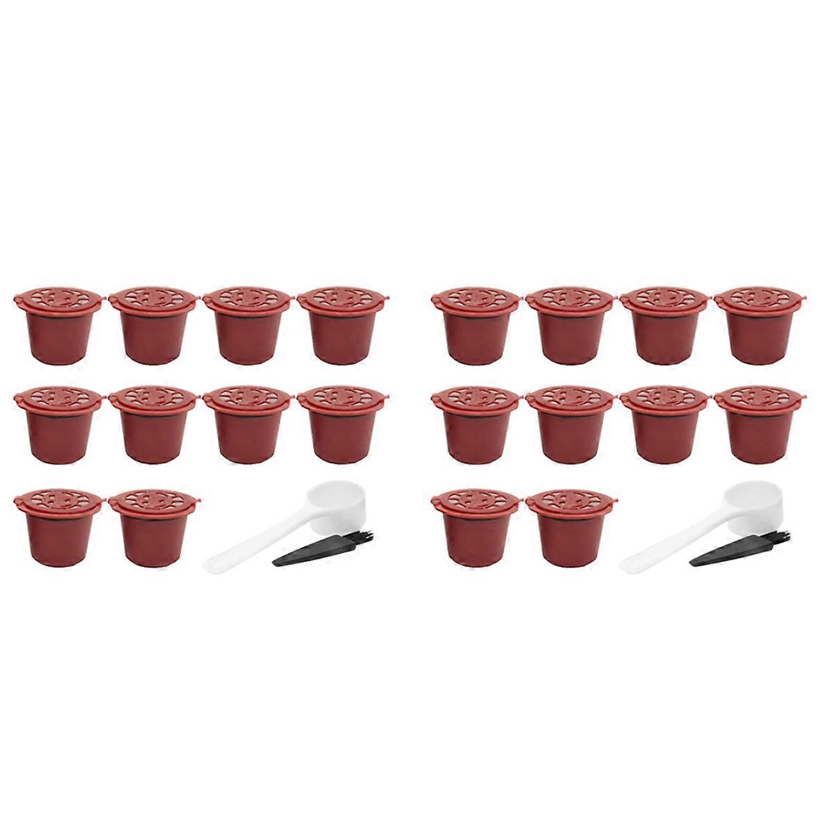 10 Pcs Coffee Capsule Filters for with Spoon Brush Red