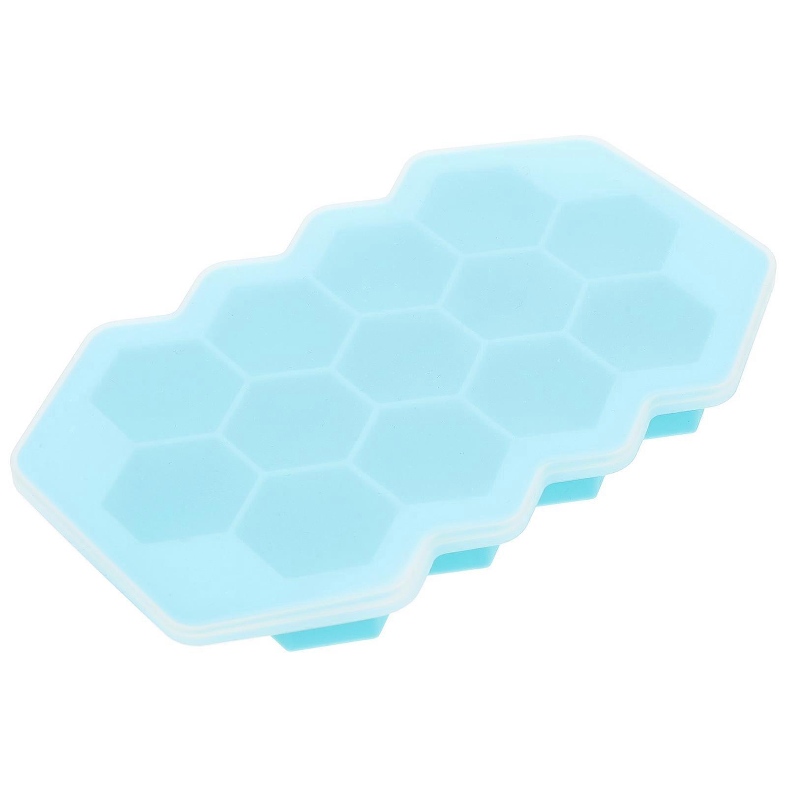 Silicone Ice Cube Tray with Lid Honeycomb Mold Design for Spill Resistant Ice Cubes for Cocktails and Drinks