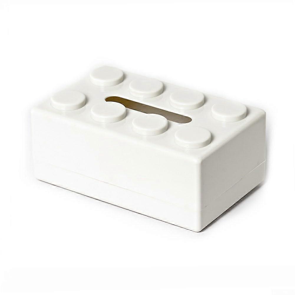Building Block Tissue Box, White Decorative Tissue Storage for Bathroom and Office, Modern Design, Durable Material