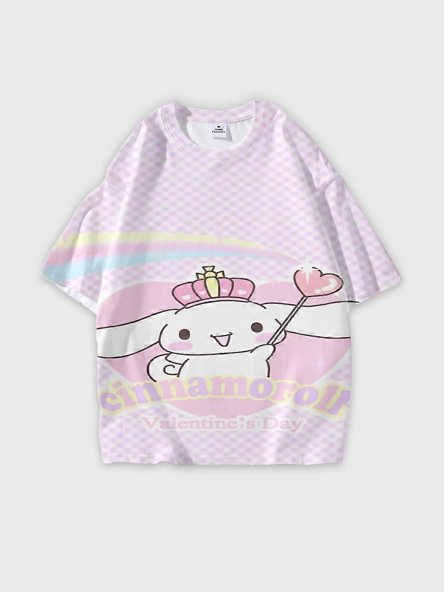 T-shirt round neck Cartoon Pattern loose short sleeve JW1031