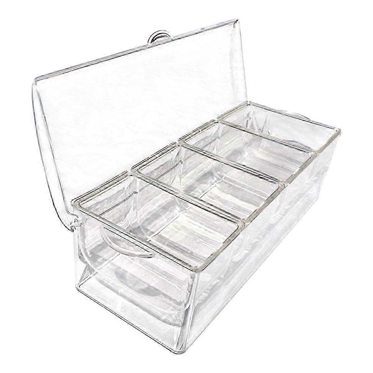 Ice Chilled Condiment with 4 Containers, Condiment Server with Separate Lids, Serving Tray Platter SZRH A-G 584