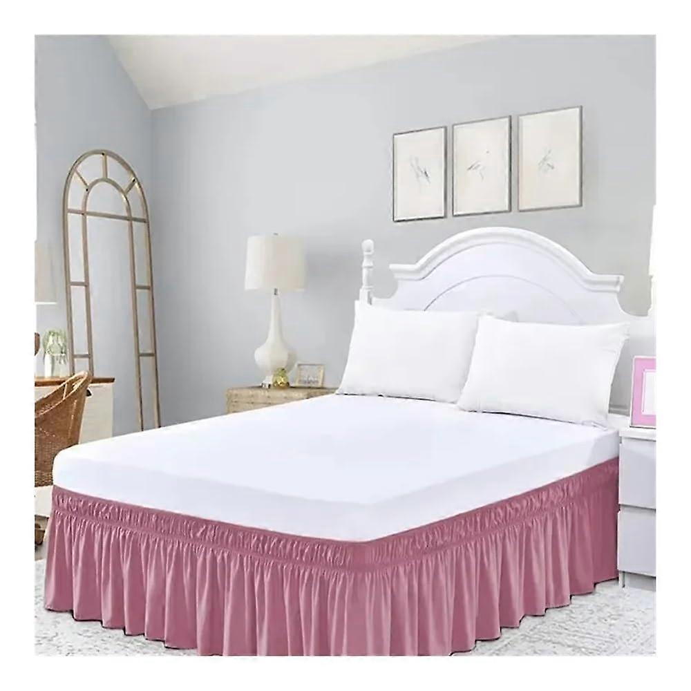 Queen-Size Bed Skirt with Ruffles, 38.1–45.7 cm, Dark Pink, Durable Stretch Fabric, Wrinkle and Fade Resistant, 100 x 200 x 38 cm